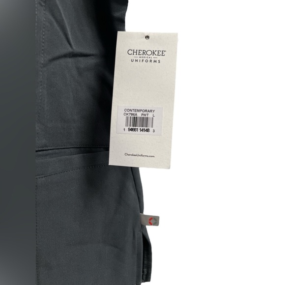 Cherokee charcoal grey scrub short sleeve top - Picture 2 of 4